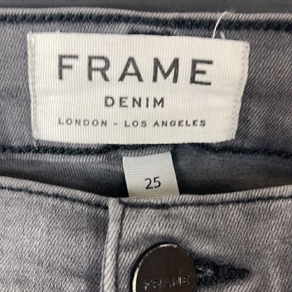 FRAME Denim Le Skinny de Jeanne Grey Shred - Picture 6 of 13